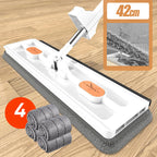 🧹💧 Wischen & Schaben zugleich – 2in1 Flachmopp mit integriertem Abstreifer, 126cm Edelstahlgriff, 360° drehbar, für Haare & Flecken – inkl. 2 Mikrofaserpads, waschmaschinenfest – ideal für Fliesen, Holz & Glas. 💪✨