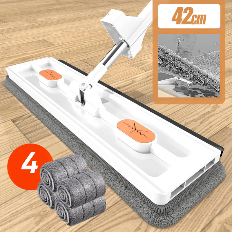 🧹💧 Wischen & Schaben zugleich – 2in1 Flachmopp mit integriertem Abstreifer, 126cm Edelstahlgriff, 360° drehbar, für Haare & Flecken – inkl. 2 Mikrofaserpads, waschmaschinenfest – ideal für Fliesen, Holz & Glas. 💪✨