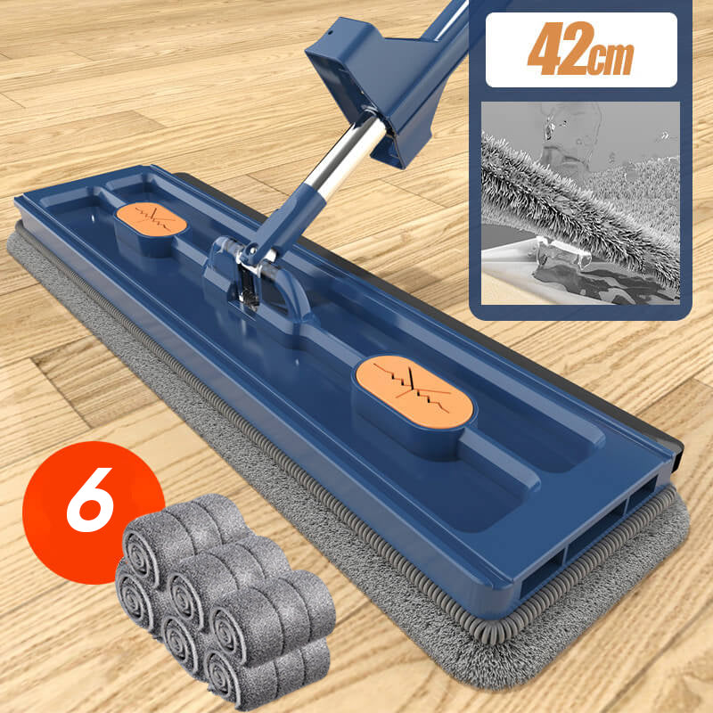 🧹💧 Wischen & Schaben zugleich – 2in1 Flachmopp mit integriertem Abstreifer, 126cm Edelstahlgriff, 360° drehbar, für Haare & Flecken – inkl. 2 Mikrofaserpads, waschmaschinenfest – ideal für Fliesen, Holz & Glas. 💪✨