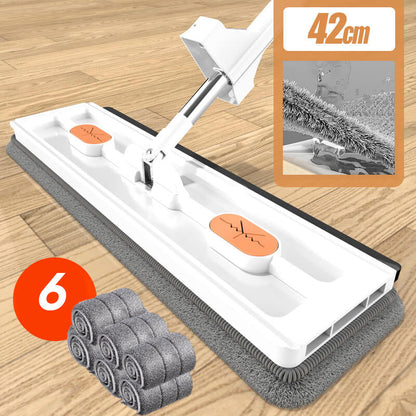 🧹💧 Wischen & Schaben zugleich – 2in1 Flachmopp mit integriertem Abstreifer, 126cm Edelstahlgriff, 360° drehbar, für Haare & Flecken – inkl. 2 Mikrofaserpads, waschmaschinenfest – ideal für Fliesen, Holz & Glas. 💪✨