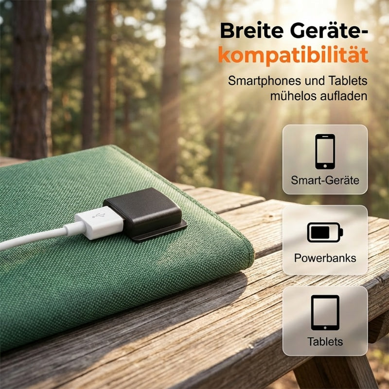 ☀️🔋 Mobiles Solar-Ladegerät mit USB-C & Dual Output – schnelles Sonnen-Tanken für Zelt, Rucksack & Reise – wetterfest & hocheffizient ⛺🚐