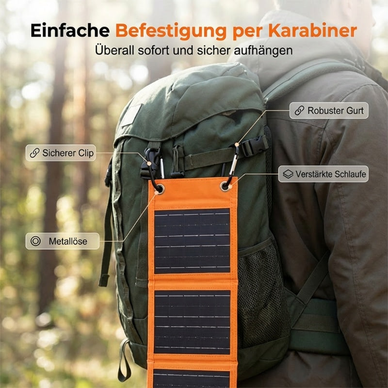 ☀️🔋 Mobiles Solar-Ladegerät mit USB-C & Dual Output – schnelles Sonnen-Tanken für Zelt, Rucksack & Reise – wetterfest & hocheffizient ⛺🚐