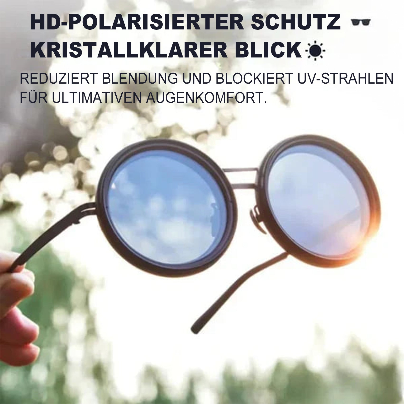 🔥 Verstellbare getönte, polarisierte runde Sonnenbrille