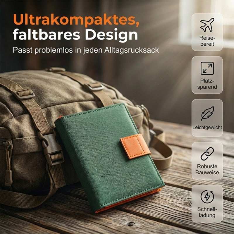 ☀️🔋 Mobiles Solar-Ladegerät mit USB-C & Dual Output – schnelles Sonnen-Tanken für Zelt, Rucksack & Reise – wetterfest & hocheffizient ⛺🚐