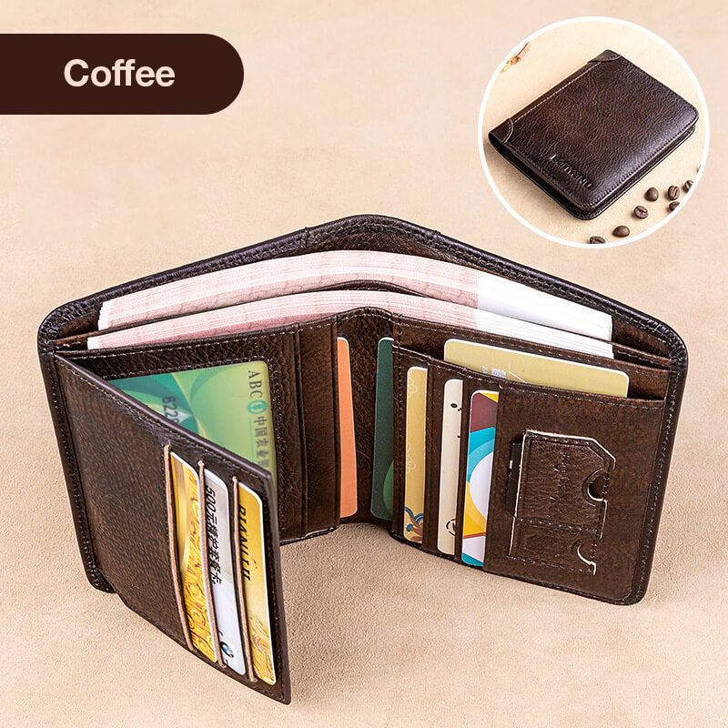 ⚠️ LIMITED-TIME 50% RABATT! 👔 RFID-Schutz Herren Brieftasche – 100% Echtes Rindsleder, Großes Fassungsvermögen 💼