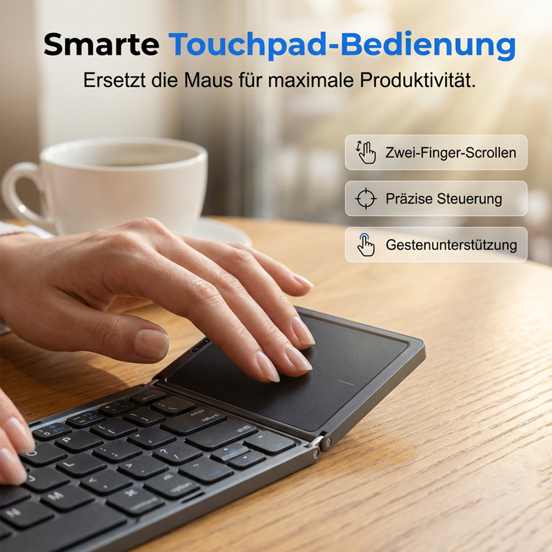 ⌨️📱 Ultradünne faltbare Mini-Bluetooth-Tastatur ✨⚡ – kabellos, leise, ideal für Tablet & Laptop, perfekt für Home-Office & Business-Reisen, klappbar & stylisch