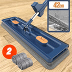 🧹💧 Wischen & Schaben zugleich – 2in1 Flachmopp mit integriertem Abstreifer, 126cm Edelstahlgriff, 360° drehbar, für Haare & Flecken – inkl. 2 Mikrofaserpads, waschmaschinenfest – ideal für Fliesen, Holz & Glas. 💪✨