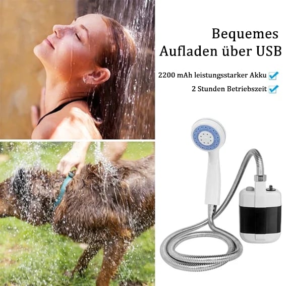 🚿Tragbare Campingdusche Mit Einstellbarem Durchfluss ✨Für Einfaches Und Bequemes Reinigen Im Freien!