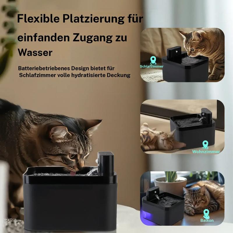 🐾💧 Kabelloser, geräuscharmer Katzenbrunnen 2,2L mit Bewegungssensor 🚰🐱 Batteriebetriebener Trinkbrunnen für Hunde & Katzen. Fördert die Wasseraufnahme, ideal für Haushalte mit mehreren Haustieren. Einfache Reinigung.