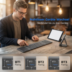 ⌨️📱 Ultradünne faltbare Mini-Bluetooth-Tastatur ✨⚡ – kabellos, leise, ideal für Tablet & Laptop, perfekt für Home-Office & Business-Reisen, klappbar & stylisch
