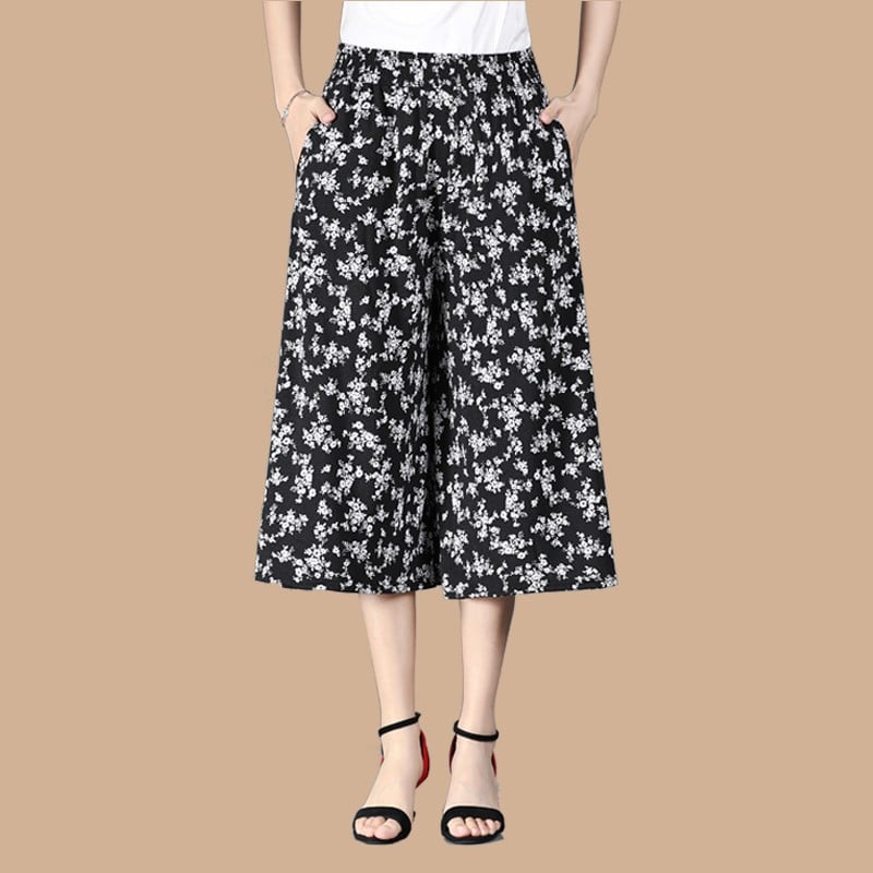 🔥HEISSER VERKAUF🔥Damen-Culottes mit weitem Bein und plissiertem Chiffon