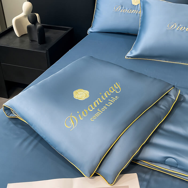 Sommermaschinenwaschbares Seiden-Sommerbettdeckenset, atmungsaktiv und komfortabel