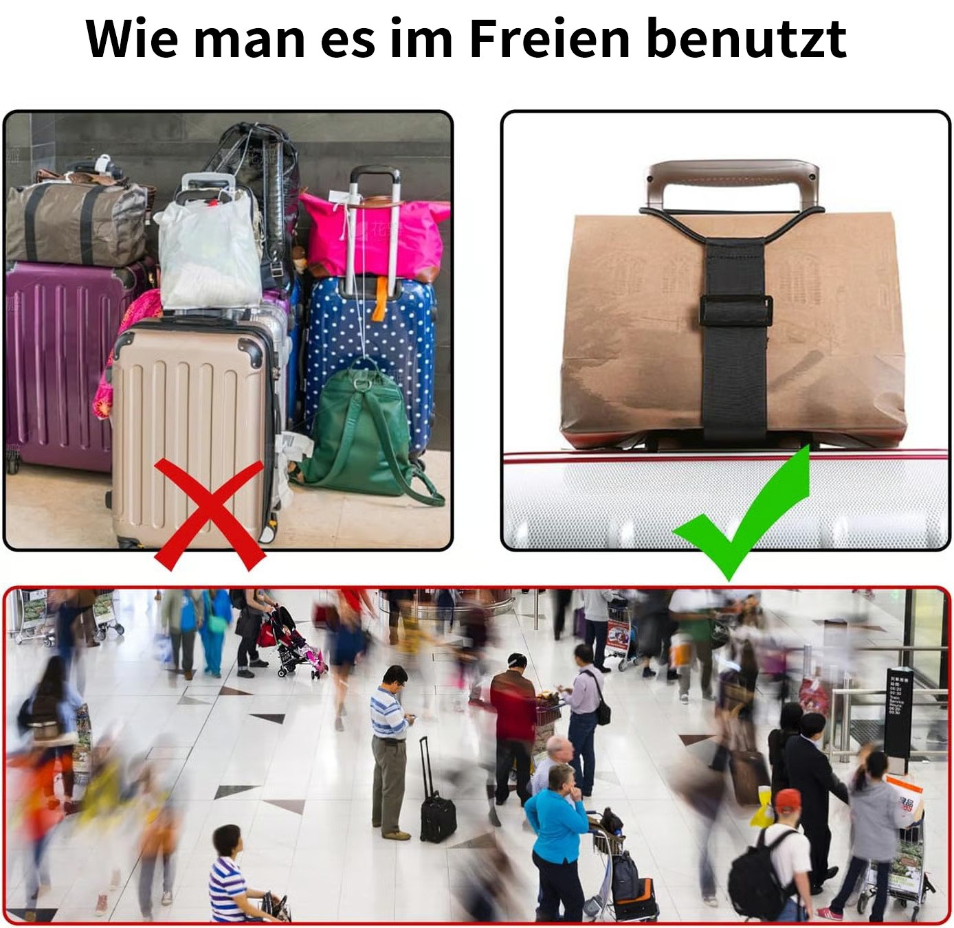 ✈️🧳 Stabile & verstellbare Gepäckgurte 🔒🛡️ Endlich beide Hände frei am Flughafen – praktisch & langlebig!