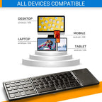 ⌨️📱 Ultradünne faltbare Mini-Bluetooth-Tastatur ✨⚡ – kabellos, leise, ideal für Tablet & Laptop, perfekt für Home-Office & Business-Reisen, klappbar & stylisch