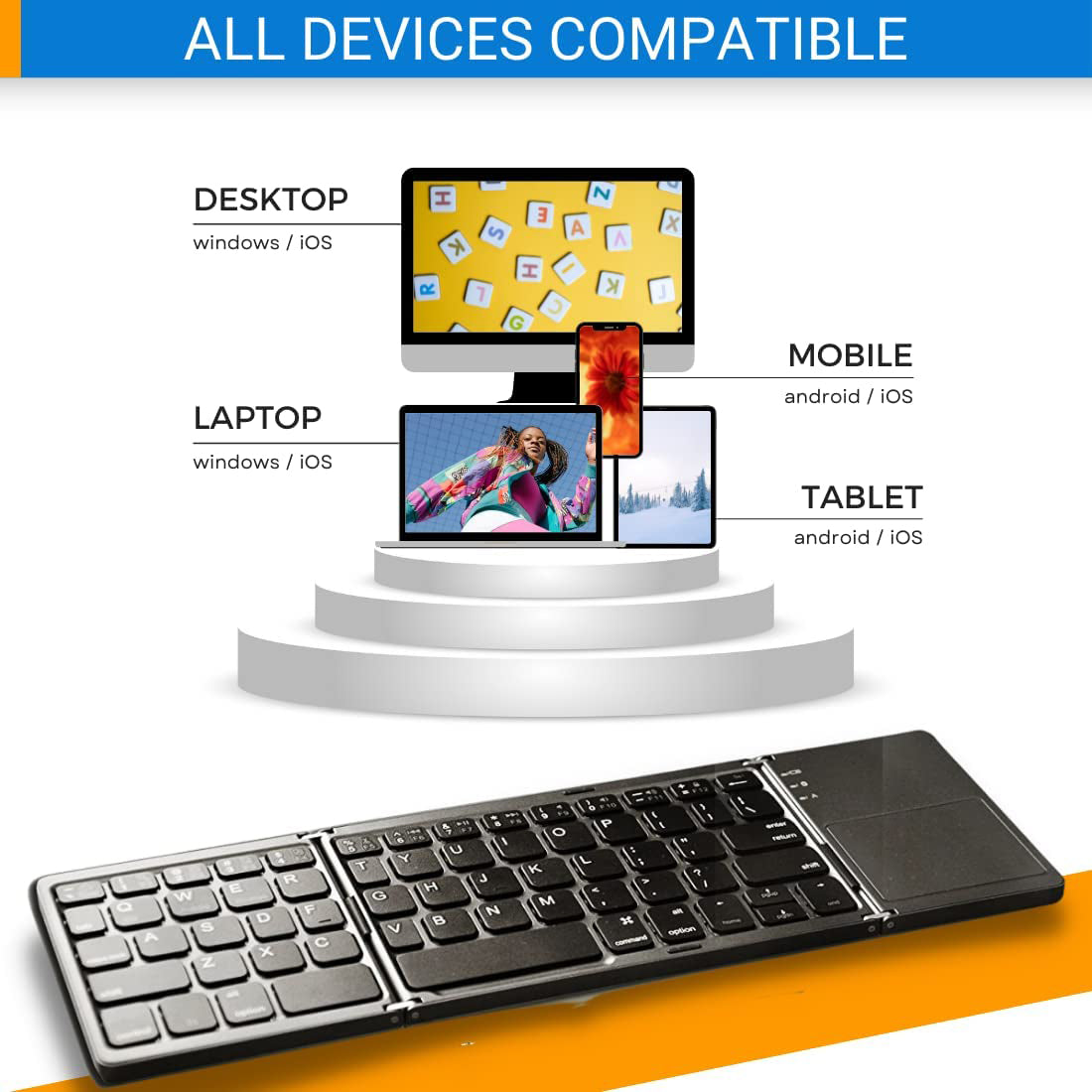 ⌨️📱 Ultradünne faltbare Mini-Bluetooth-Tastatur ✨⚡ – kabellos, leise, ideal für Tablet & Laptop, perfekt für Home-Office & Business-Reisen, klappbar & stylisch