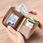 🛡️🛡️Anti-Lese-Chip-Schutz👜👜Herren-Geldbörse aus Leder mit Reißverschluss (RFID-geschützt)