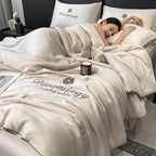 Sommermaschinenwaschbares Seiden-Sommerbettdeckenset, atmungsaktiv und komfortabel