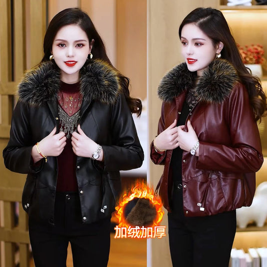 🎀2026 Neuestes Modell🎗️Moderne Eleganz: Leicht luxuriöse PU-Lederjacke ~ 50 % Rabatt🎁🎉Die perfekte Symbiose aus Wärme und Vielseitigkeit