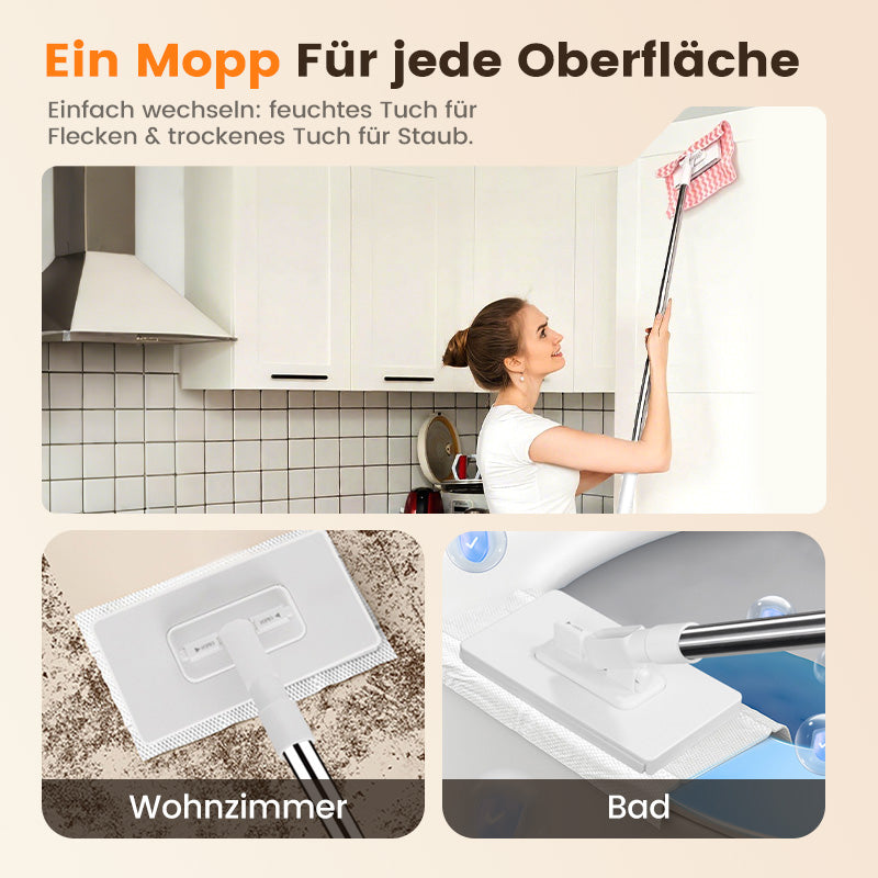 🧹✨ Einweg-Staubmopp mit 4 waschbaren Bezügen & 50% Rabatt – Praktisch, hygienisch & nachhaltig 🏠💫 für blitzsaubere Böden!