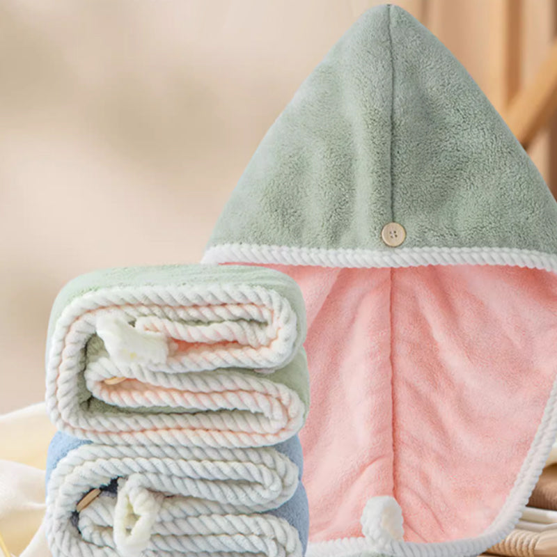 🧖‍♀️🧖‍♂️ Doppelt verstärkte Schnell-Trocken-Haartrockenhaube – Stark saugfähig 💧, praktischer Druckknopf, schnell trocknendes Haar nach dem Duschen 💨, umweltfreundliches Material & langlebiges Design