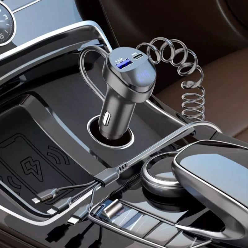 Schnelllade-Autoladegerät mit 3-in-1-Ladekabel