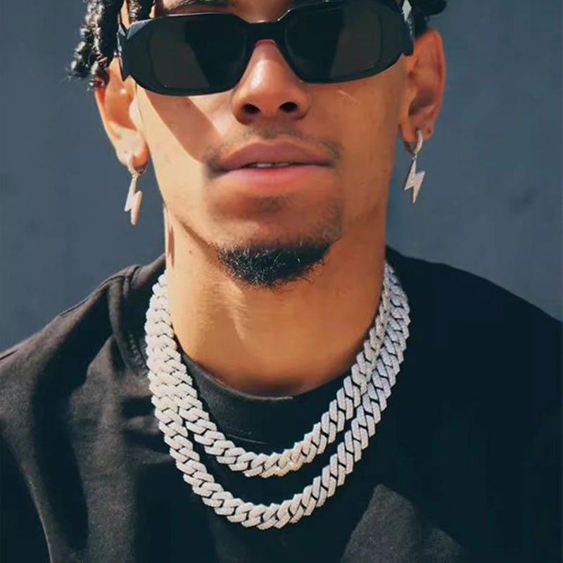 Kubanische Gliederhalskette aus synthetischem Zirkon und Diamant