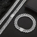 Kubanische Gliederhalskette aus synthetischem Zirkon und Diamant