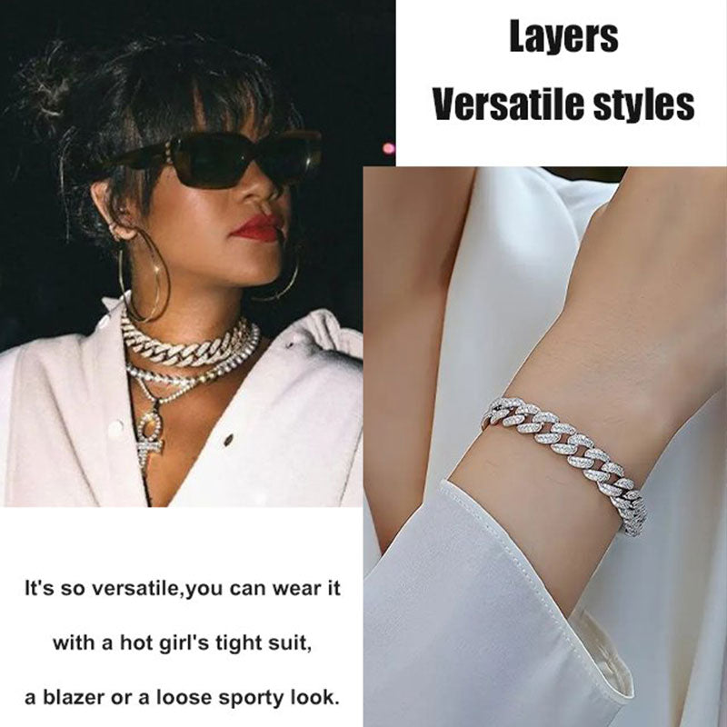 Kubanische Gliederhalskette aus synthetischem Zirkon und Diamant