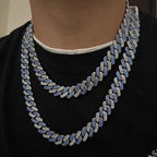 Kubanische Gliederhalskette aus synthetischem Zirkon und Diamant