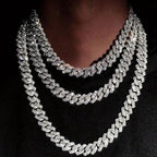 Kubanische Gliederhalskette aus synthetischem Zirkon und Diamant