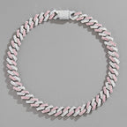 Kubanische Gliederhalskette aus synthetischem Zirkon und Diamant