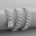 Kubanische Gliederhalskette aus synthetischem Zirkon und Diamant