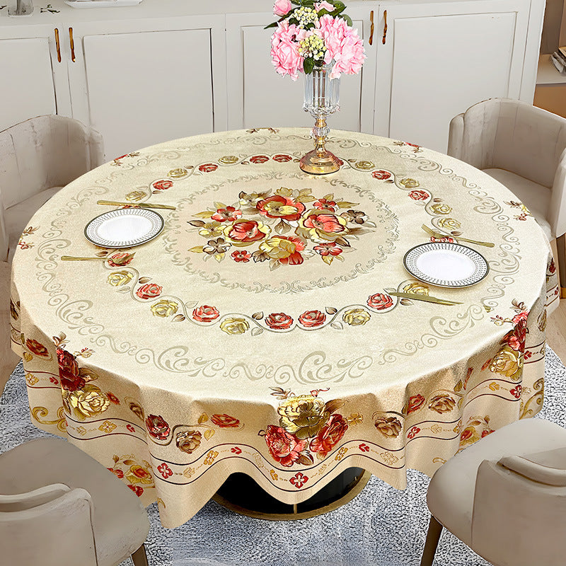 Luxuriöse, wasser- und ölabweisende, abwaschbare runde Tischdecke