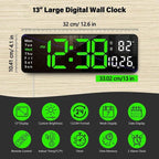 ⏰✨ 13" Großformat Digitalwecker mit Temperatur & Datum ✓ Automatische Zeiteinstellung ✓ Nachlicht mit Dämmerungssensor ✓ ideal für Schlafzimmer 🌙🔋