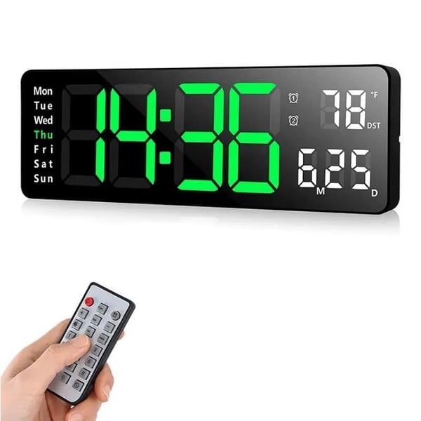 ⏰✨ 13" Großformat Digitalwecker mit Temperatur & Datum ✓ Automatische Zeiteinstellung ✓ Nachlicht mit Dämmerungssensor ✓ ideal für Schlafzimmer 🌙🔋