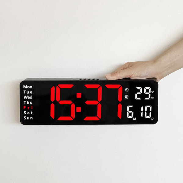 ⏰✨ 13" Großformat Digitalwecker mit Temperatur & Datum ✓ Automatische Zeiteinstellung ✓ Nachlicht mit Dämmerungssensor ✓ ideal für Schlafzimmer 🌙🔋