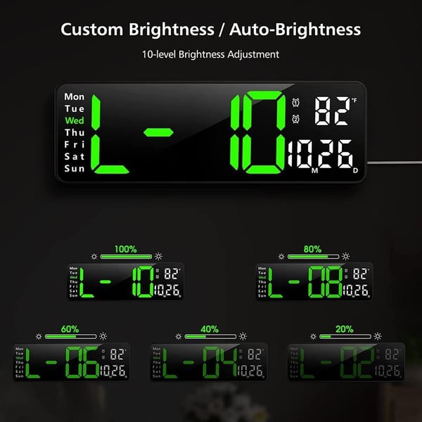 ⏰✨ 13" Großformat Digitalwecker mit Temperatur & Datum ✓ Automatische Zeiteinstellung ✓ Nachlicht mit Dämmerungssensor ✓ ideal für Schlafzimmer 🌙🔋