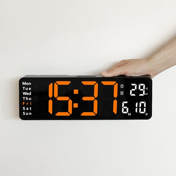 ⏰✨ 13" Großformat Digitalwecker mit Temperatur & Datum ✓ Automatische Zeiteinstellung ✓ Nachlicht mit Dämmerungssensor ✓ ideal für Schlafzimmer 🌙🔋
