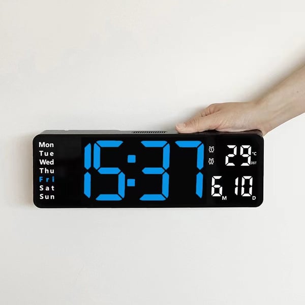 ⏰✨ 13" Großformat Digitalwecker mit Temperatur & Datum ✓ Automatische Zeiteinstellung ✓ Nachlicht mit Dämmerungssensor ✓ ideal für Schlafzimmer 🌙🔋