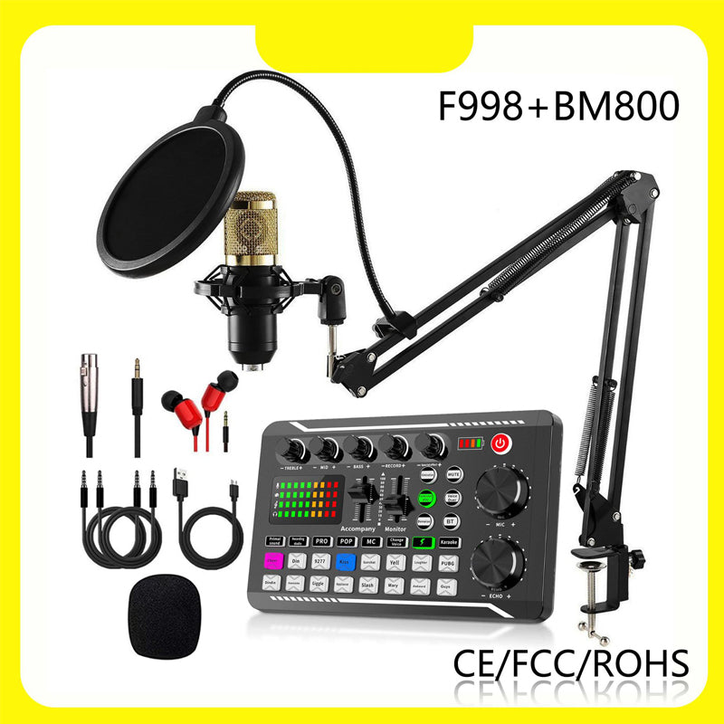 🎤🎛️ F998 Pro Live-Soundkarte & Audio-Mixer – DJ-Effekte, Stimmverzerrer für Karaoke 🎚️🎭 Streamen & Gaming mit Studioqualität. Präzise Regie, langlebiges Design