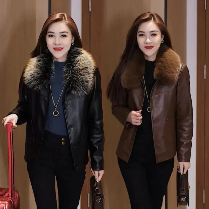 🎀2026 Neuestes Modell🎗️Moderne Eleganz: Leicht luxuriöse PU-Lederjacke ~ 50 % Rabatt🎁🎉Die perfekte Symbiose aus Wärme und Vielseitigkeit