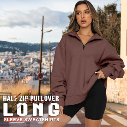 👚👚2025 neuestes Modell💄💄Sweatshirt mit überschnittenen Schultern und Reißverschluss für Damen