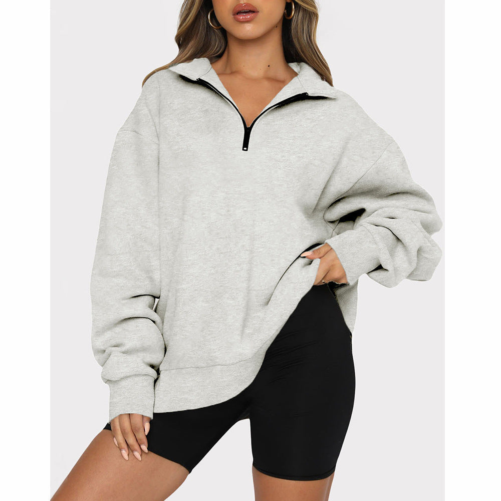 👚👚2025 neuestes Modell💄💄Sweatshirt mit überschnittenen Schultern und Reißverschluss für Damen