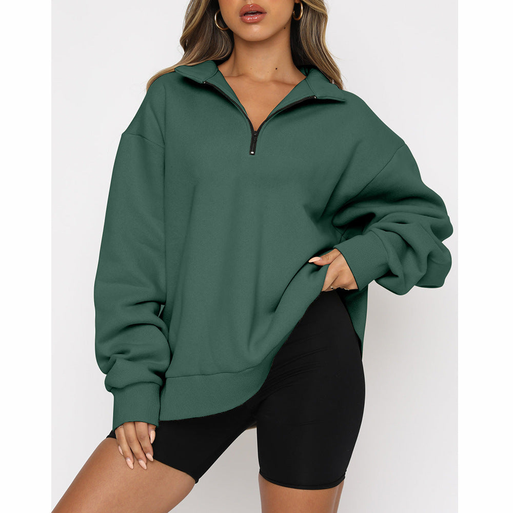👚👚2025 neuestes Modell💄💄Sweatshirt mit überschnittenen Schultern und Reißverschluss für Damen