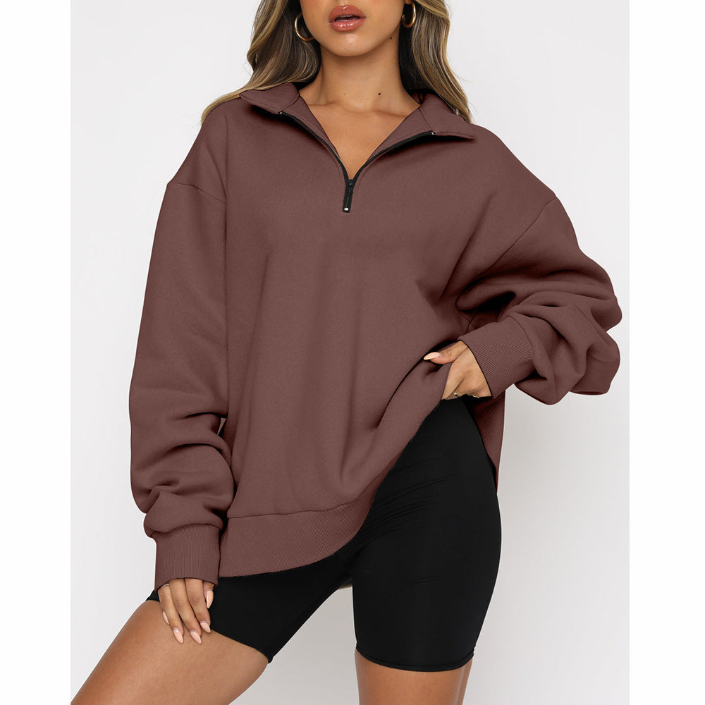 👚👚2025 neuestes Modell💄💄Sweatshirt mit überschnittenen Schultern und Reißverschluss für Damen