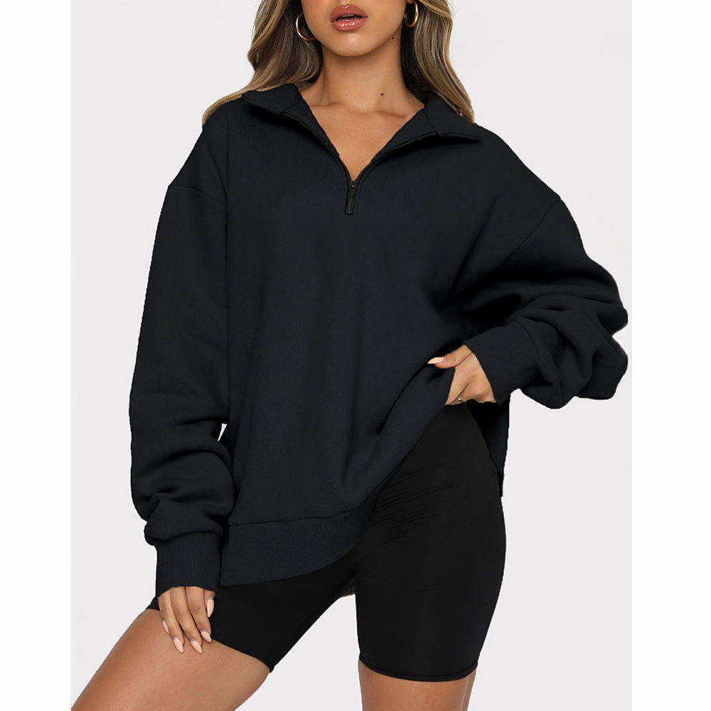 👚👚2025 neuestes Modell💄💄Sweatshirt mit überschnittenen Schultern und Reißverschluss für Damen