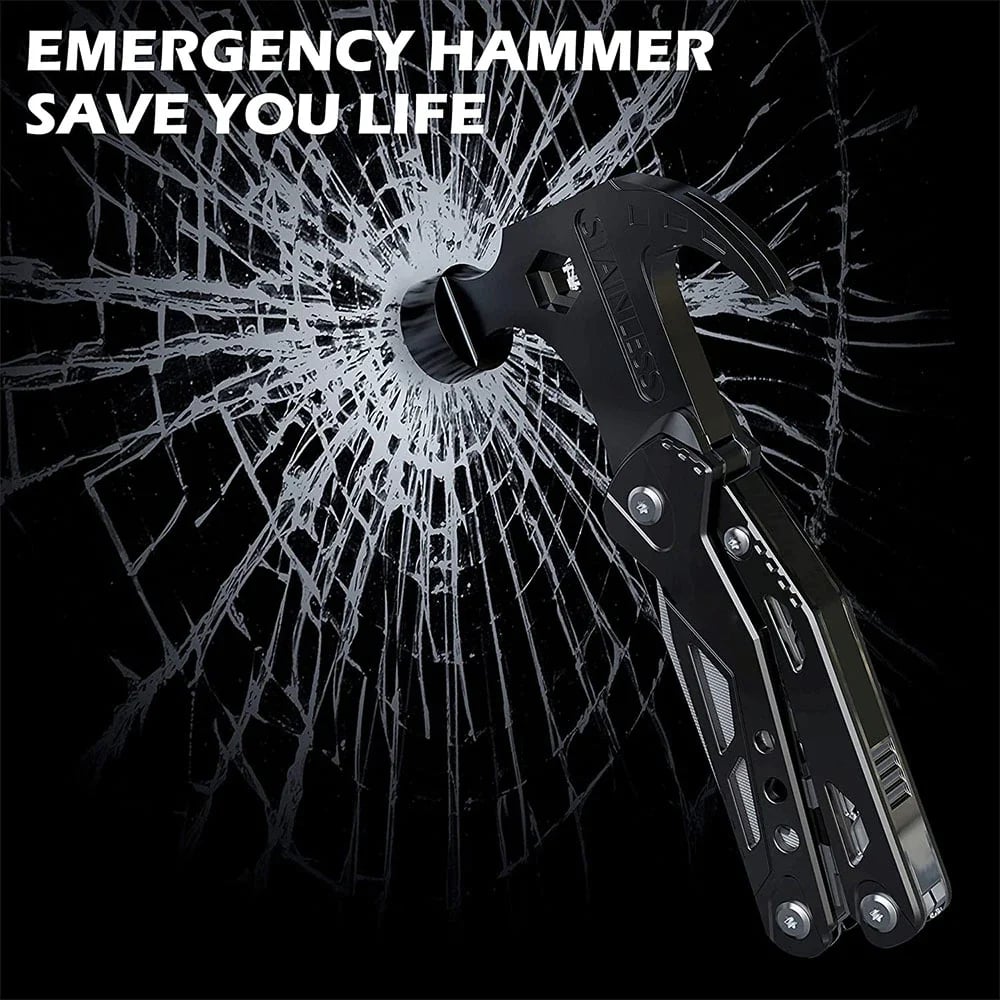 🔨⚒️ Multifunktions-Hammer 14-in-1 aus Edelstahl – Überleben & Camping – Notfall-Werkzeug mit Flaschenöffner & Nagelzieher – ideal für Outdoor, Jagd, Heimwerker