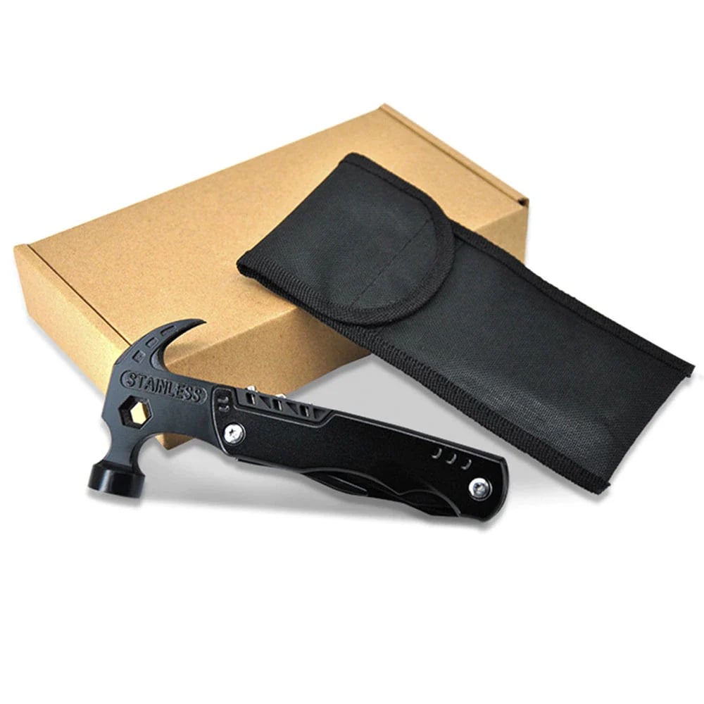 🔨⚒️ Multifunktions-Hammer 14-in-1 aus Edelstahl – Überleben & Camping – Notfall-Werkzeug mit Flaschenöffner & Nagelzieher – ideal für Outdoor, Jagd, Heimwerker