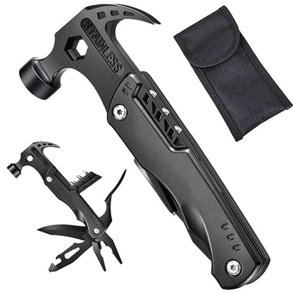 🔨⚒️ Multifunktions-Hammer 14-in-1 aus Edelstahl – Überleben & Camping – Notfall-Werkzeug mit Flaschenöffner & Nagelzieher – ideal für Outdoor, Jagd, Heimwerker