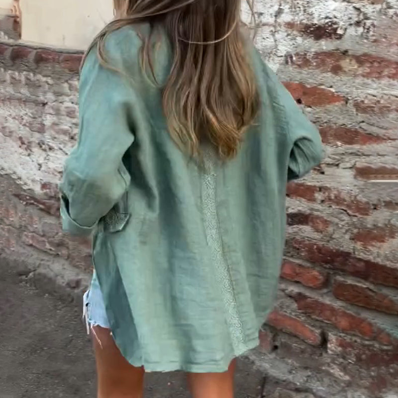 ⏳Begrenzte Zeit 50% Rabatt💥Damenblazer aus Baumwolle und Leinen mit offener Front